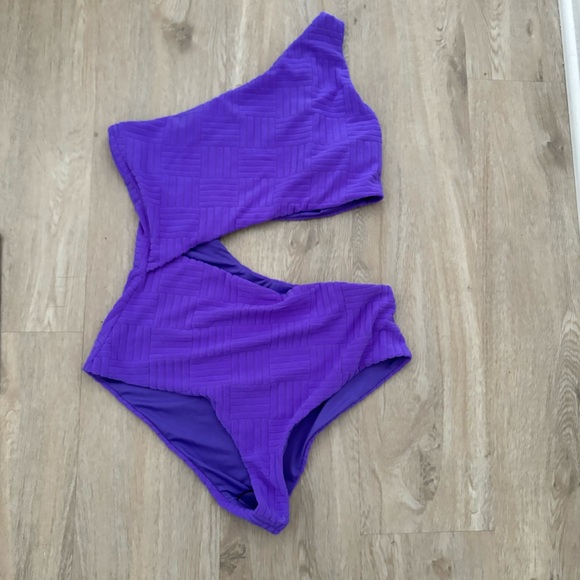 New Beach Riot Terry Celine One-Piece Purple One Shoulder Swimsuit Size Large - Picture 4 of 8